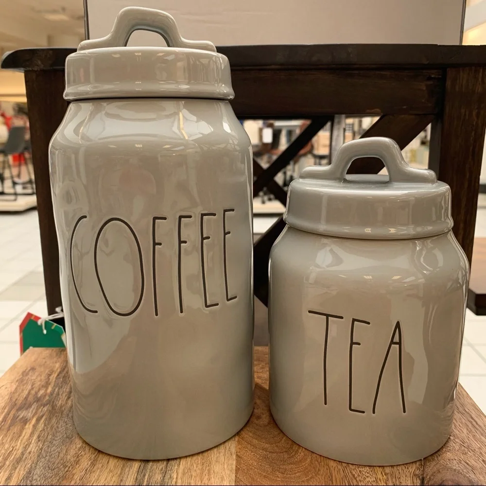 Rae Dunn GREY COFFEE ☕️ & TEA Canister Set 🎁